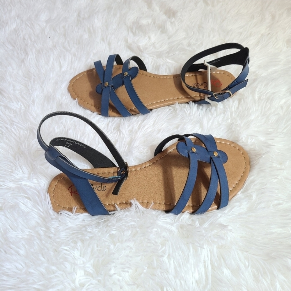 Red circle blue ankle strap sandals new gladiator